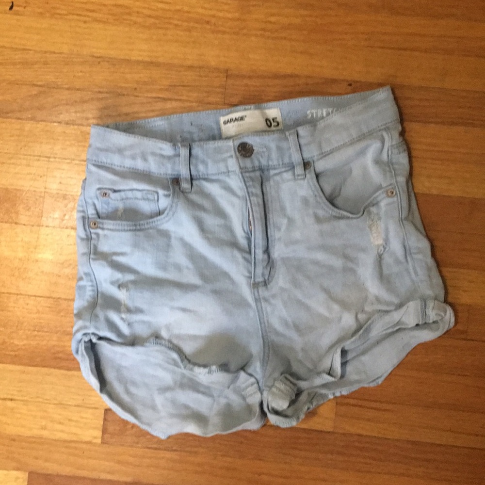 Light wash high waisted jean shorts